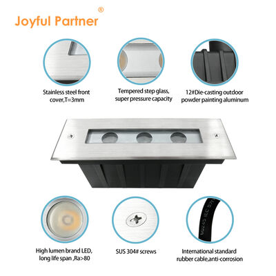 दफनित रिसेस्ड वाटरप्रूफ भूमिगत प्रकाश DC24V 3X1W एलईडी एकल रंग CREE/OSRAM एलईडी