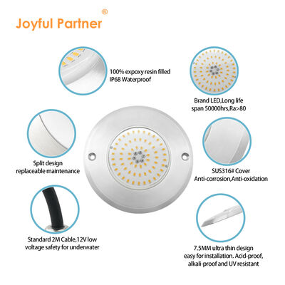 316 स्टेनलेस स्टील एलईडी PAR56 पूल लाइट राल भरा हुआ IP68 स्विमिंग पूल एलईडी रोशनी