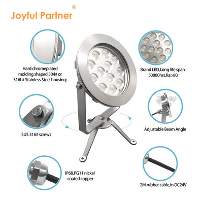 एलईडी अंडरवाटर स्पॉट लाइट सीई आरओएचएस प्रमाणन डीसी24वी आईपी68 फैक्टरी आपूर्ति 12X1W एलईडी सिंगल कलर डीसी 24V लो वोल्टेज