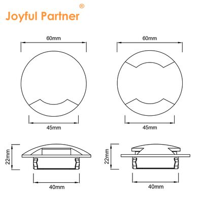 साइड व्यू अंडरग्राउंड लैंप 12V-24V DC IP67 एल्यूमिनियम हाउसिंग DIA60MM वन टू साइड-वे