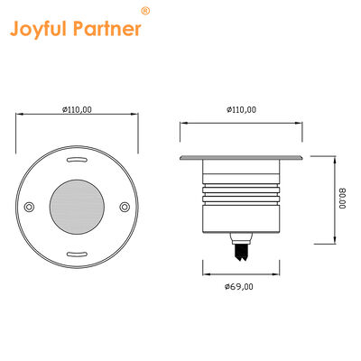 एलईडी अंडरवाटर रीसेस्ड लाइट DIA110MM 4W 8W DC24V 316 स्टेनलेस स्टील फ्रंट कवर प्लास्टिक ब्लैक बॉक्स के साथ