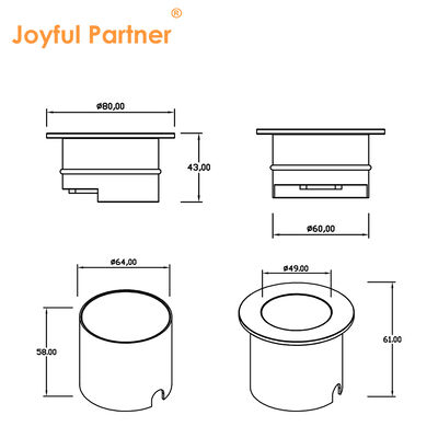 ध्रुवीकरण भूमिगत लाइट 4W DC12V 24V बीम कोण 30*40 डिग्री IK रेट 08 शुद्ध एल्यूमीनियम 6063# हाउसिंग