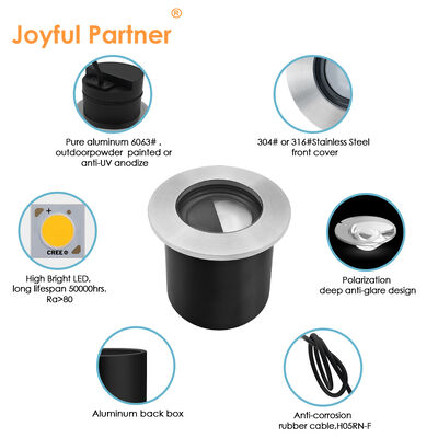 एलईडी आउटडोर दफन प्रकाश 316 स्टेनलेस स्टील फ्रंट कवर वाटरप्रूफ IP67 4W क्री एलईडी व्यास 80MM