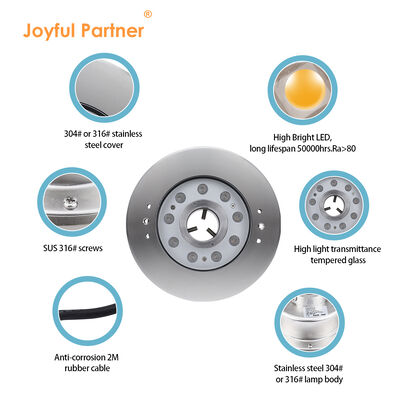 पानी के नीचे पूल एलईडी फव्वारा प्रकाश स्टेनलेस स्टील 316L 9W 18W DMX नियंत्रण आरजीबी डीसी 24 वी इंजीनियरिंग प्रकाश व्यवस्था के लिए