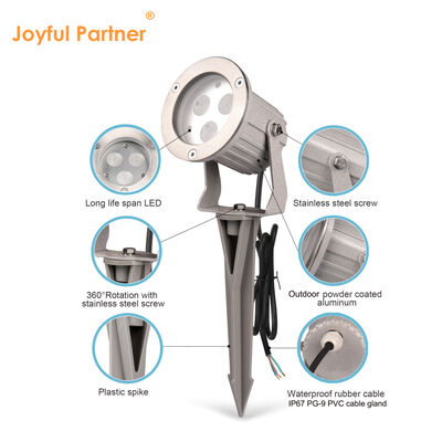 IP65 एलईडी गार्डन स्पॉट लाइट्स एल्यूमीनियम GU10 बल्ब 0.5M केबल आउटडोर पथवे लाइटिंग के लिए