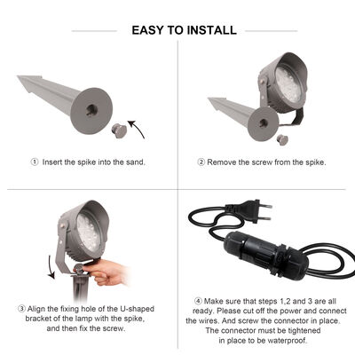 एलईडी गार्डन स्पॉट लाइट 12W 24W 36W बिल्ट-इन DMX512 ड्राइवर DC24V RGB3in1 ब्लैक एल्यूमीनियम लैंप बॉडी एल्यूमीनियम हाउसिंग ट्री लाइटिंग के लिए